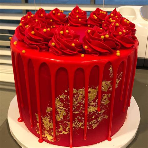 bright red cake with red drip red cake buttercream cake designs