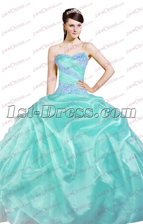 Pretty Puffy 15 Quinceanera Dresses Blue 1st