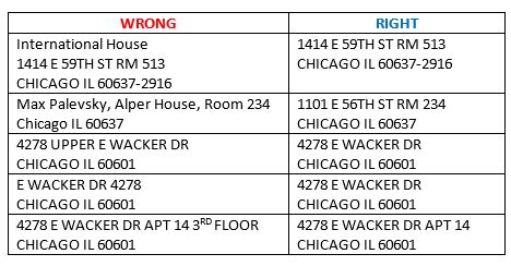 address update requirement  office  international affairs  university  chicago
