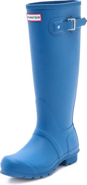 hunter original tall boots  blue denim blue lyst
