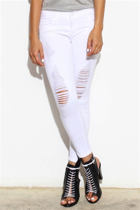 White Destroyed Skinny Jeans By Glassworks Glassworks Women S