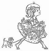 Coloring Pages Cute Embroidery Shopping Girls Drawings sketch template