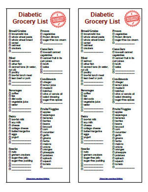 diabetic food diet grocery list    printable instant etsy