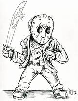 Jason Coloring Voorhees Pages Myers Michael Horror Printable 13th Friday Drawing Drawings Cartoon Deviantart Mask Halloween Freddy Vs Vorhees Scary sketch template
