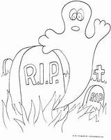 Graveyard Coloring Ghost Halloween Kinderart Pdf Print Size sketch template