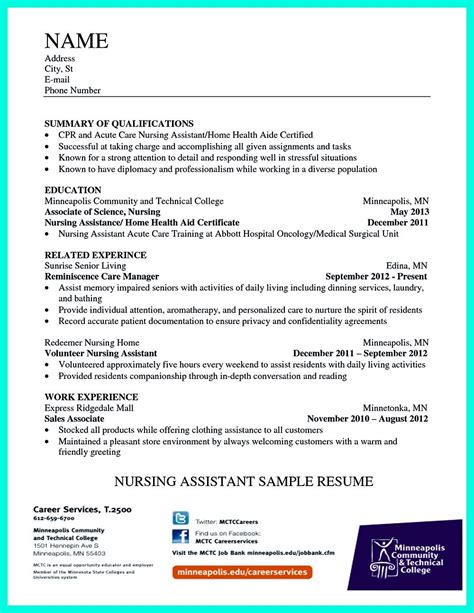 certified nursing assistant resume samples   school lesson
