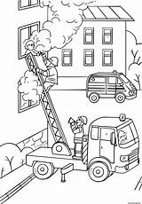 Pompier Camion Coloriage Echelle Sauver Grimpe Dessin Prit Imprimer Info sketch template