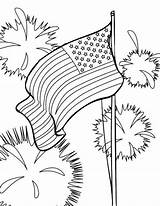 Independence Fourth Flags sketch template