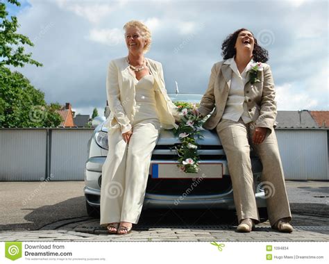just married mature lesbian couple stock images image