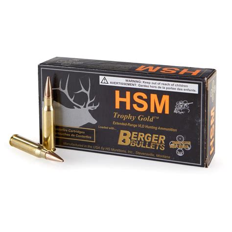 hsm trophy gold  wsm  grain vld rifle ammo  rounds