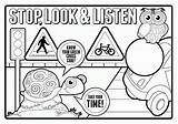 Safety Coloring Pages Signs Road Sign Printable Colouring Kids Traffic Color Children Clipart Printables Sheets Worksheets Stop Look Listen Prevention sketch template