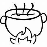 Pot Cooking Hot Drawing Fire Food Icon Halloween Getdrawings sketch template