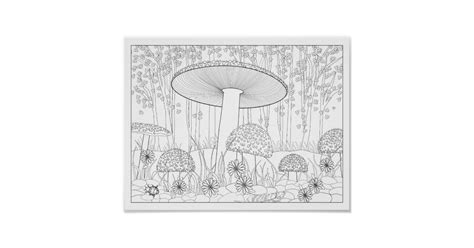 coloring mushroom forest poster zazzle