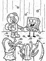 Spongebob Mewarnai Sandy Squarepants Krusty Krab Colouring Drawing Squidward sketch template