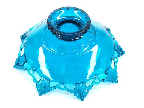 Lot Vintage Blue Glass Centerpiece Bowl