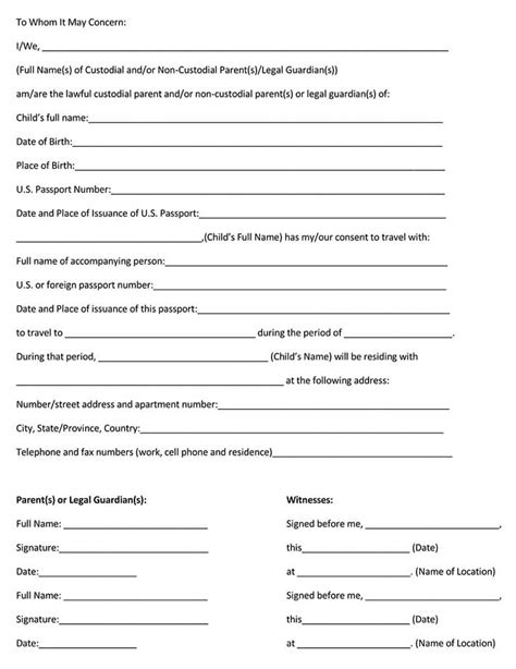 parental consent permission letter template collection letter