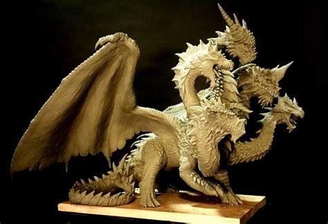 headed dragon statue wip  fritofrito  deviantart