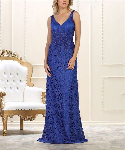 Take A Look At This Royal Blue V Neck Maxi Dress And Shawl Set Women