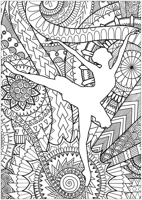 ballet dancer anti stress adult coloring pages