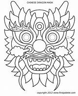 Dragon Mask Chinese Year Coloring sketch template