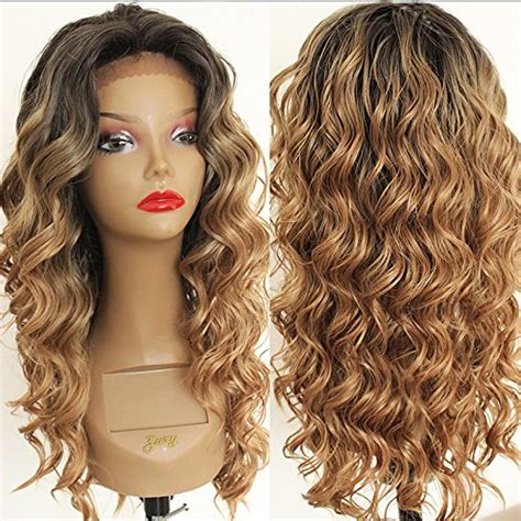 amazoncom platinumhair fashion ombre blonde curly wig synthetic lace front wigs long loose