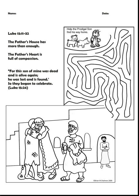 brilliant prodigal son activity sheets  coloring pages