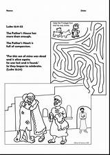 Prodigal Son Parable Jesus Activity Maze Crossword Worksheets Word Puzzle Search Coloring Kids Lost Worksheet Pages Sheets Bible Good Puzzles sketch template