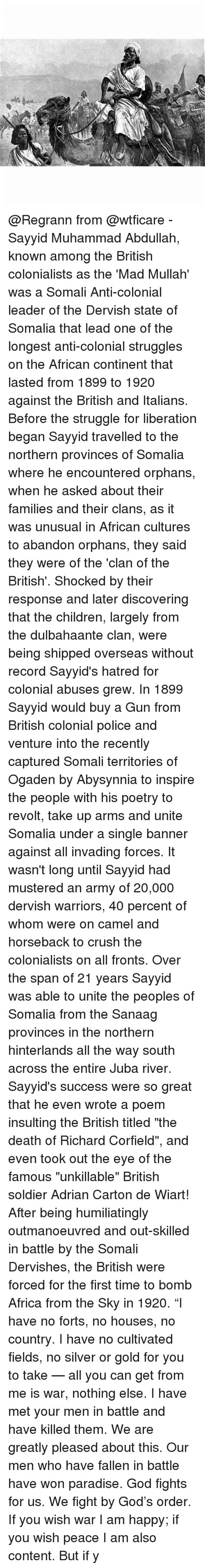 fn from sayyid muhammad abdullah known among the british colonialists