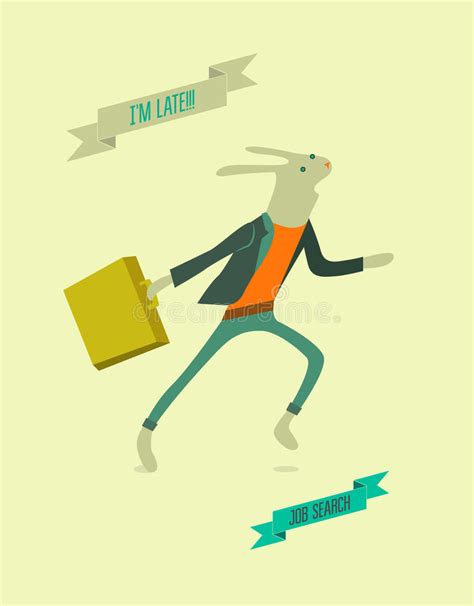 running funny cartoon rabbit vector illustration stock