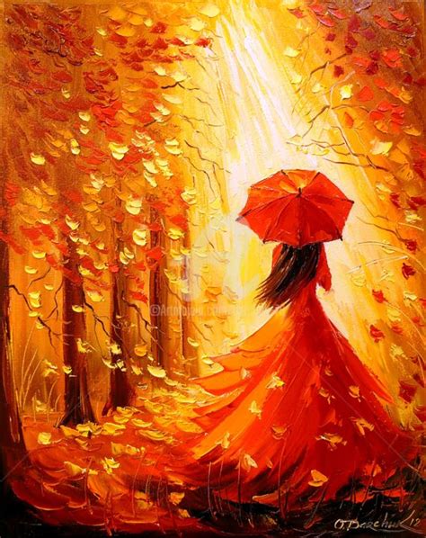 lady autumn painting  olha artmajeur