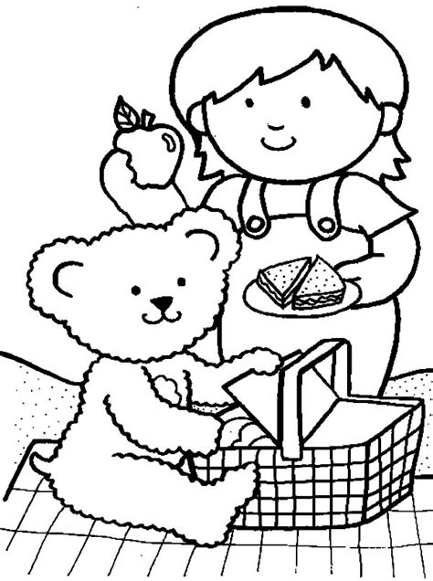 teddy bear  family picnic coloring pages netart