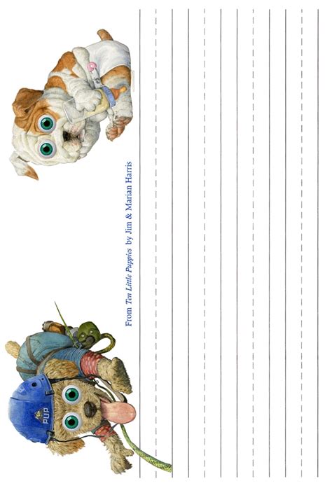 lined writing paper  animal pictures puppy paper