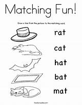 Coloring Matching Fun Words Mat Twistynoodle Sat Rat Built California Usa sketch template