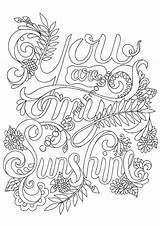 Coloring Sunshine Pages Printable Adult Color Colouring Sheets Quote Etsy Getdrawings Getcolorings sketch template