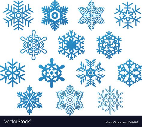 set  blue snowflakes royalty  vector image