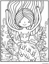 Coloring Fun Pages Cute Girl Mermaid Yoga Doing Printable sketch template