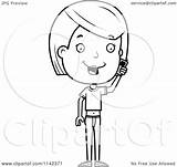 Girl Cell Talking Phone Teenage Coloring Cartoon Clipart Adolescent Thoman Cory Outlined Vector Illustration Transparent 2021 Clipartof sketch template