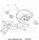 Snorkeling Clipart Fish Boy Outlined Illustration Around Royalty Bannykh Alex Vector 2021 sketch template