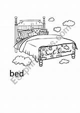 Coloring Bed Room Worksheet Preview sketch template
