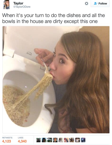 people are gagging after a teen pretended to eat ramen from the toilet