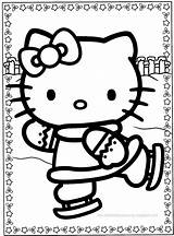 Kitty Hello Coloring Pages Christmas Colorare Kids Winter Printable Da Halloween Color Skating Ice Colouring Sheets Printables Coloriage Natale Activity sketch template