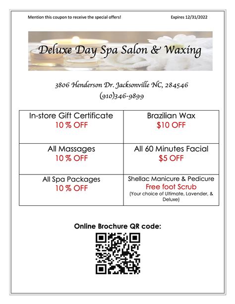 special offers deluxe day spa salon waxing