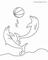 Dolphins Coloring Pages Color Animal Dolphin Sheets Printable Playing Ball Delfin Dessin Found sketch template