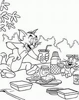 Coloring Tom Jerry Pages Party Birthday Library Clipart Cartoon Eating Popular sketch template
