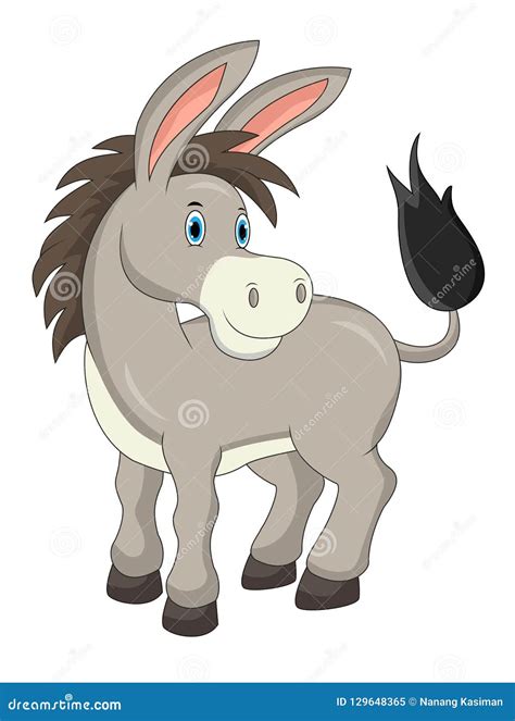 cartoon cute donkey isolated  white background stock vector