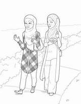 Hijabi Muslim Menggambar Kelas sketch template