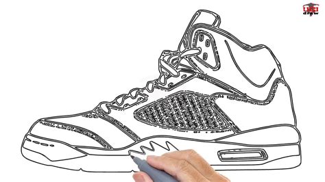 draw  jordan shoe easy step  step drawing tutorials  kids