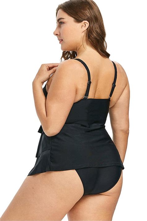 Plus Size Swimwear Tankinis With V Neck And Flattering Design