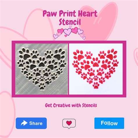 stl file paw print heart stencild printable design  downloadcults