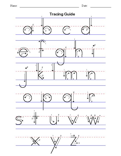 tracing guide lowercase letters